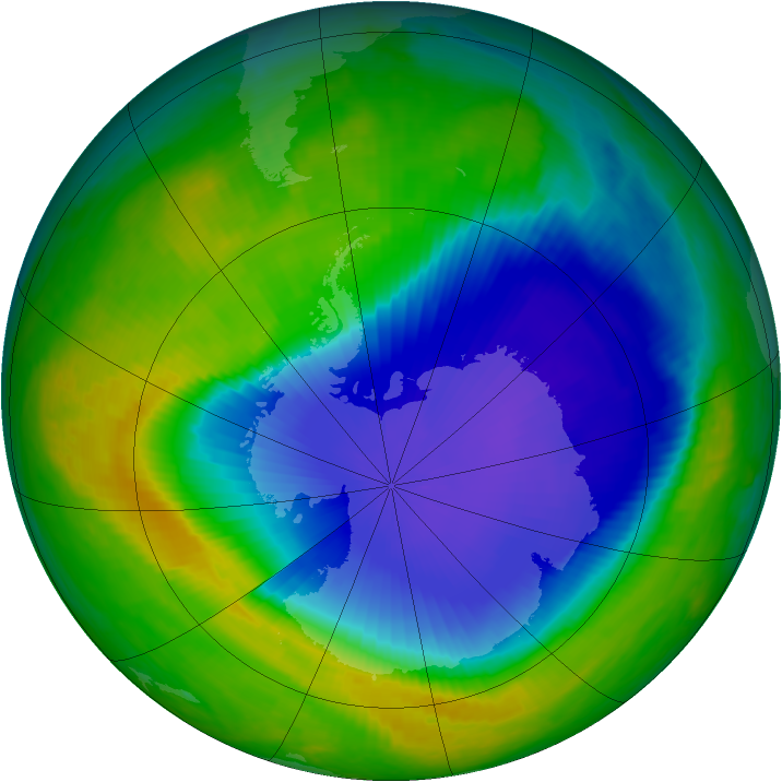 Antarctic ozone map for 05 November 1999